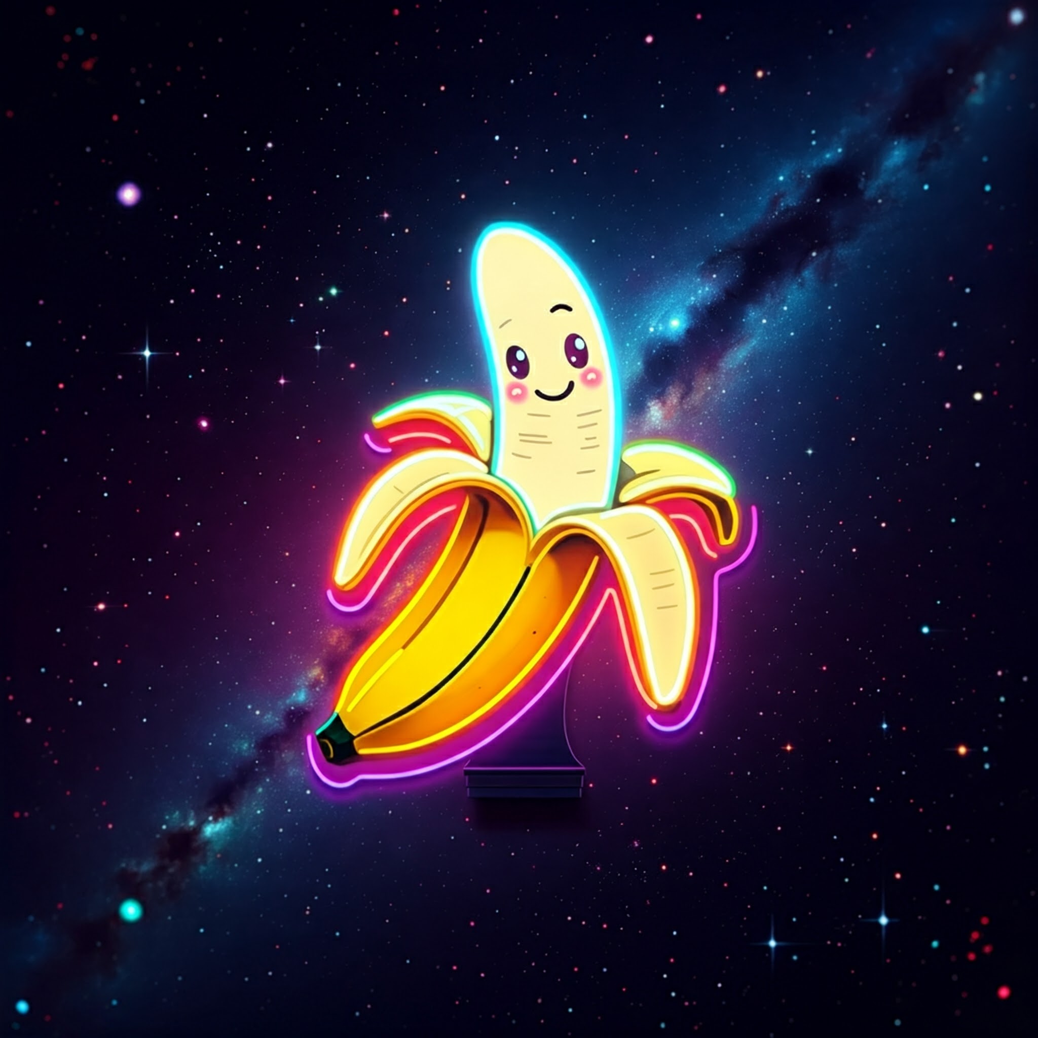 Neon Space Banana Logo